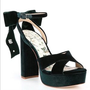 Nicola Bathie, the Lila Velvet Bow Detail Platform Dress Sandals
